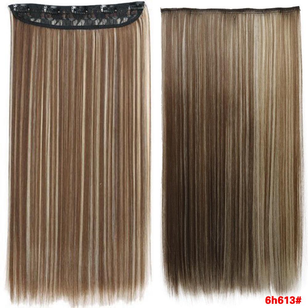 5Clips In Hair Synthetic Long Straight Hair Extensions Natural Hairpiece For Women Cosplay Party Wear