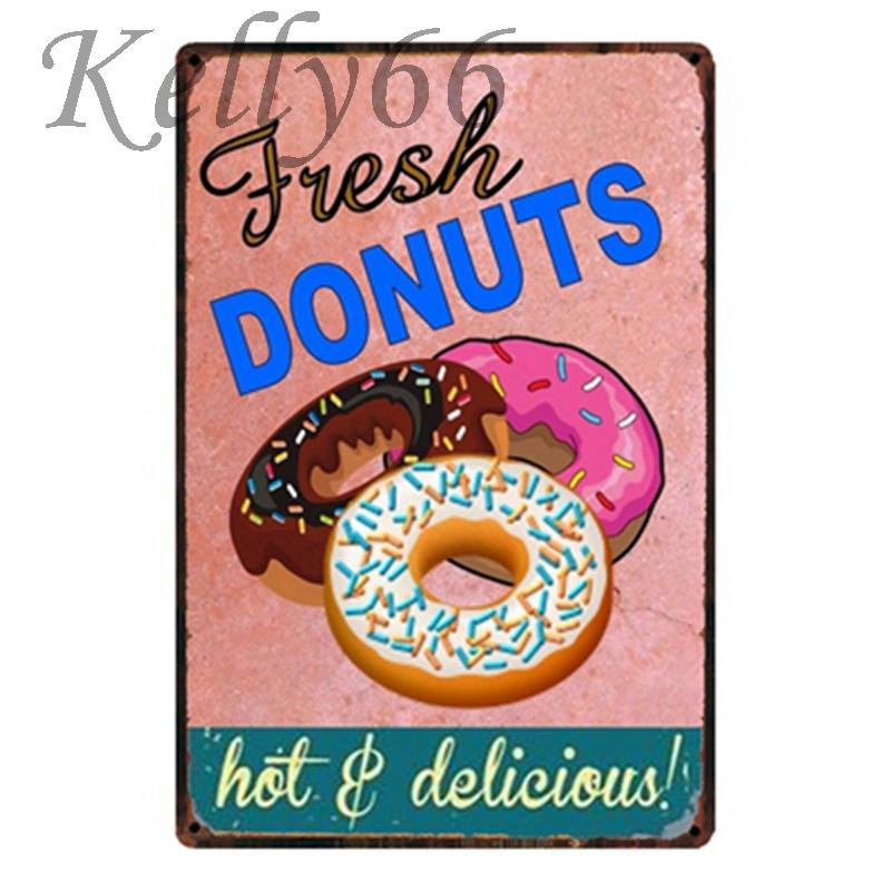 

[ Kelly66 ] FRESH DONUTS Metal Sign Home Decor Bar Wall Art Painting 20*30 CM Size y-1515