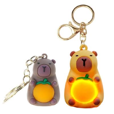 Eye Catching Capybara Key Pendant Playful Light Up Capybara Key Chain Pendant Charm for Backpacks and Everyday Use