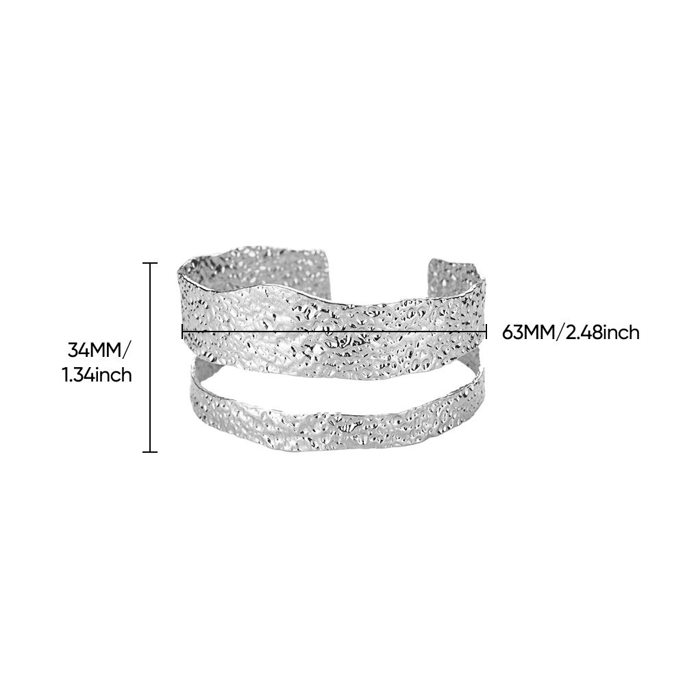 Delicate Stainless Steel Hollow Texture Bracelets for Women Anti Fading Wide Band Open Cuff Bangle Wedding Jewelry Accessories