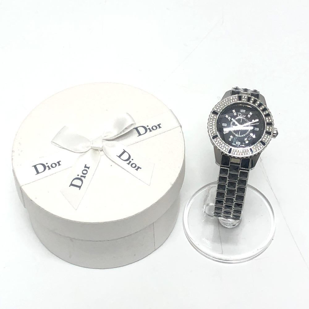 Dior CD113119 Crystal Diamond Bezel 16P Quartz Date Watch Round Face Wristwatch