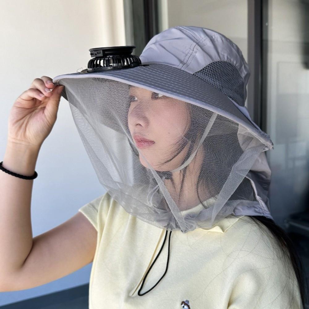 

Universal Anti UV Sunshade Cap Mosquito-proof USB Charging Hat for 3.7V 300mAh Hiking