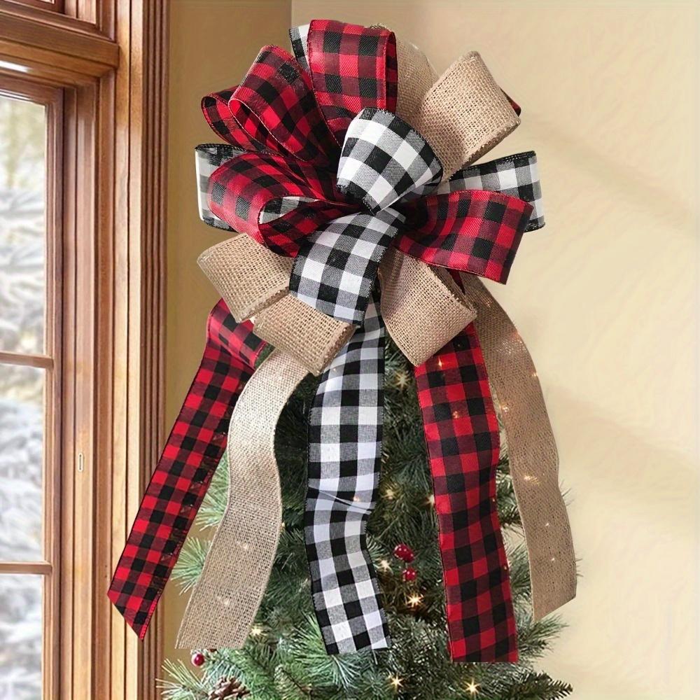 2rolls 2.5" Christmas Burlap Ribbon with Wired Edge 5 Yards Each - Snowflake Design for DIY Crafts Gift Wrapping & Holiday Decorations