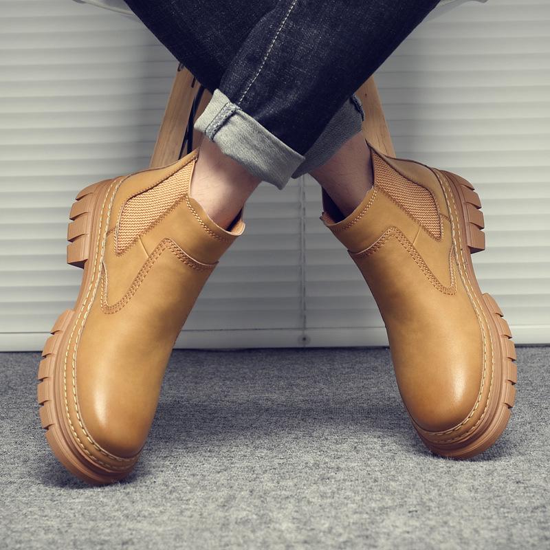 2024 Herren Echtleder Martin Stiefel: Retro Britische Chelsea Mid-Cut Freizeitschuhe