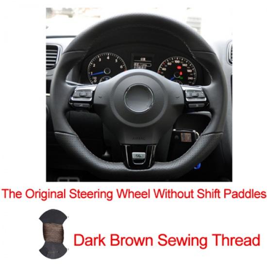 HuiER Hand Sewing Car Steering Wheel Cover Red Marker For Volkswagen Golf 6 GTI MK6 VW Polo GTI Scirocco R Passat CC R-Line
