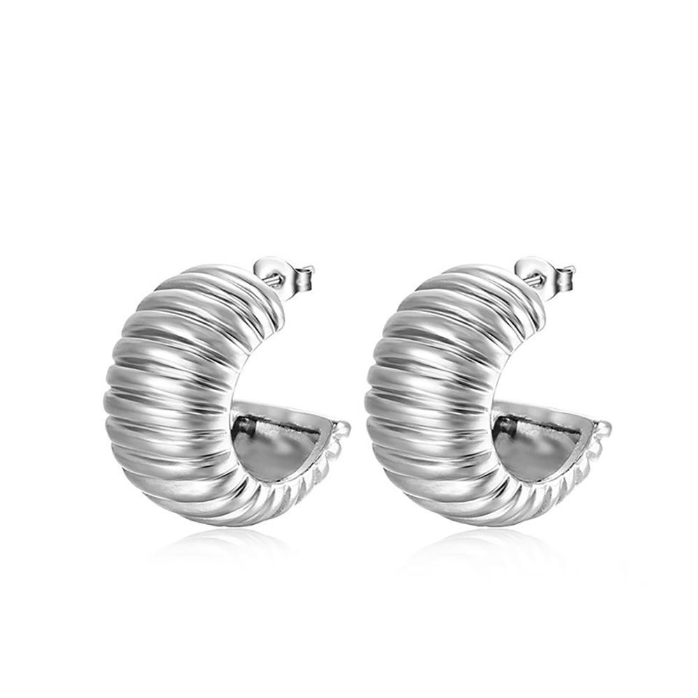 Geometric U-Shaped 18k Gold Titanium Steel Earrings for Women