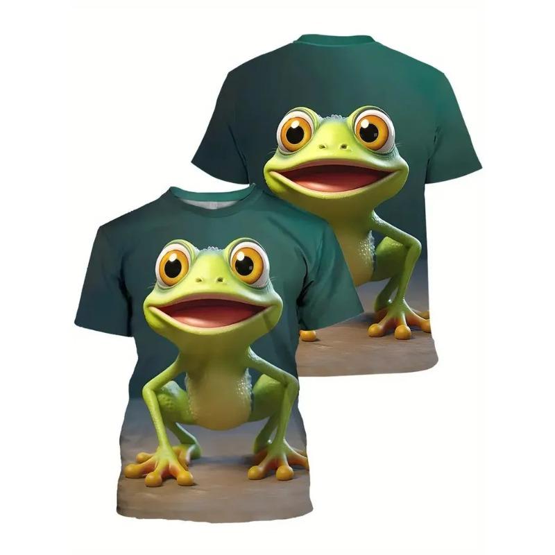 Frog 3D Printed Short Sleeve Summer Vacation Sports Quick Dry Breathable Fashion Comfortable Street T-shirt