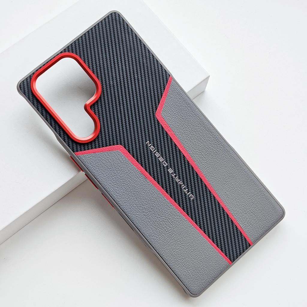 For ZTE Nubia RedMagic 11 Pro and 11 Pro+ Plus Case Metal Alloy Camera Independent Buttons Carbon Fiber Pattern Leather Cover
