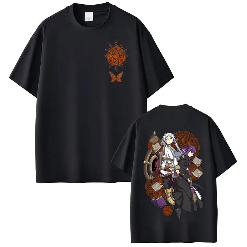 

Anime Frieren_ Beyond Journey s End Frieren Fern T Shirt Men s Women Summer Harajuku High Quality Cotton Short Sleeve T-shirts S чёрный