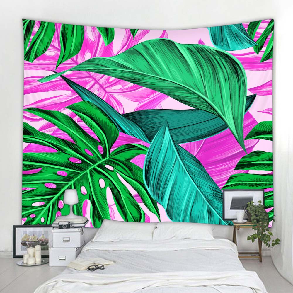 Plant Leaf Printed Tapestry Wall Hanging Bohemian Thin Polyester Home Sofa Bed Sheet Picnic Tablecloth Bedroom Decoration