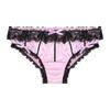 Mens Sissy Crossdress Low Waist Briefs Lace Trim Satin Bowknot Underwear