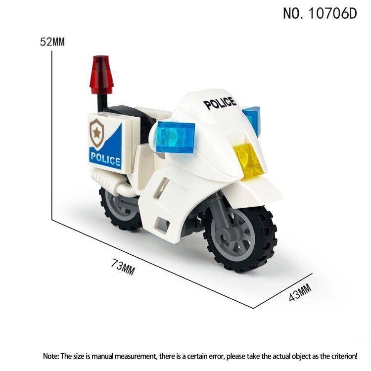 10706A-10706H 672608 Panther Patrol Motorcycle Harley Police Car Building Block Toy