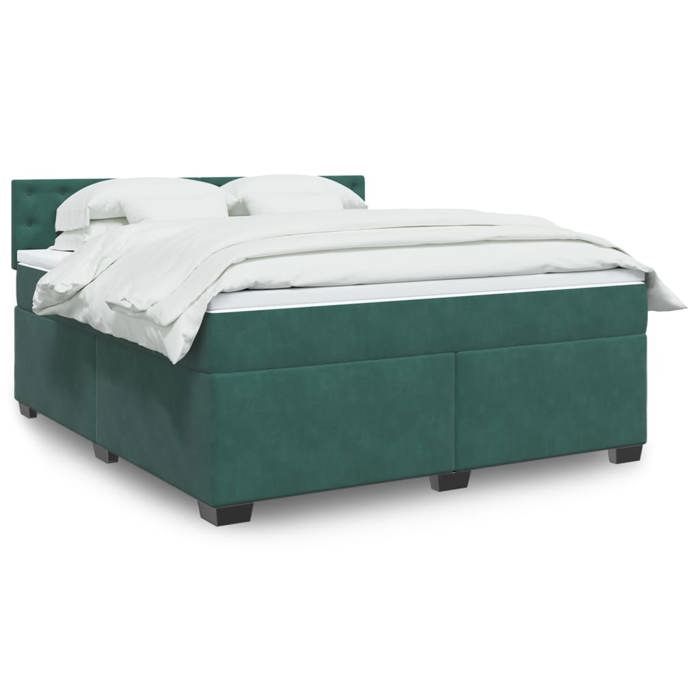 VidaXL Slatted Bed Base and Mattress Dark Green 180x200cm Velvet 3288693