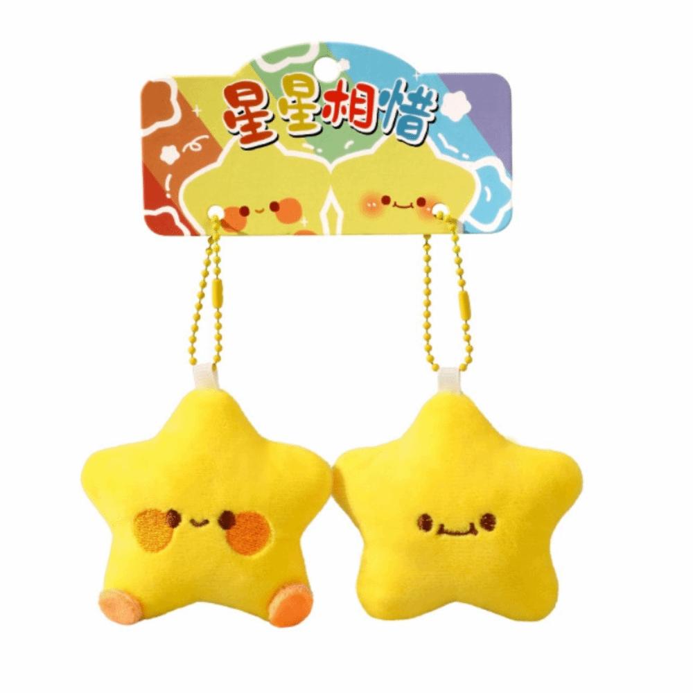 Good Luck Plush Star Keychain Cute Wishing Star Pendant Best Wishes Pentagram Lanyard Friendship