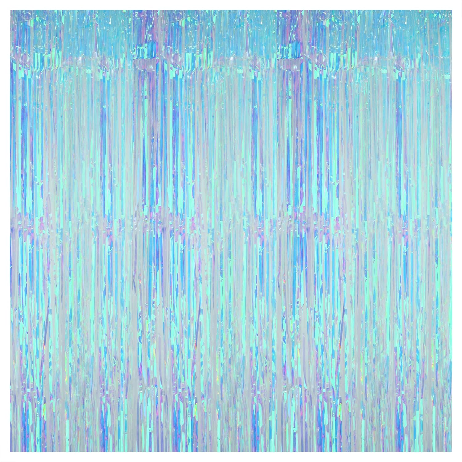KatchOn, XtraLarge Blue Iridescent Streamers - 3.2x8 Feet, Blue Fringe | Mermaid Birthday Decorations, Iridescent Party Decorations | Bachelorette