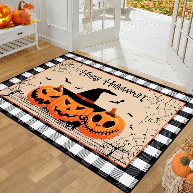 Halloween Welcome Doormat Stain-Resistant Wear-Resistant Indoor Entrance Carpet Anti-slip Mat Hallway & Kitchen Rug Home Decor