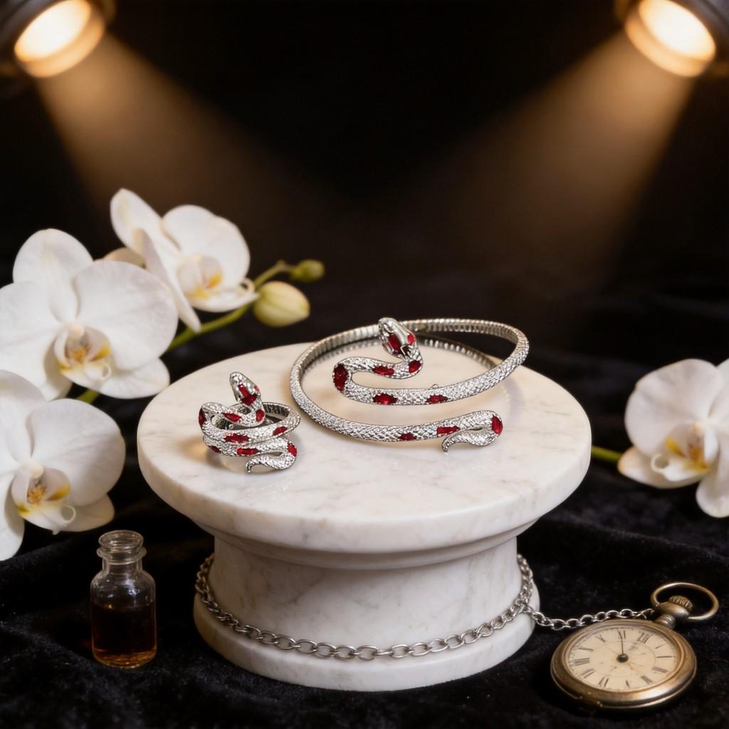 Bracciale a Manica in Lega a Forma di Serpente con Stile Minimalista Scuro per Uomo e Donna