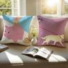 Funny Animal Illustrations Art Cushion Cover Pillowcase Antidustmite Invisible Zipper Short Plush Sofa Cushion