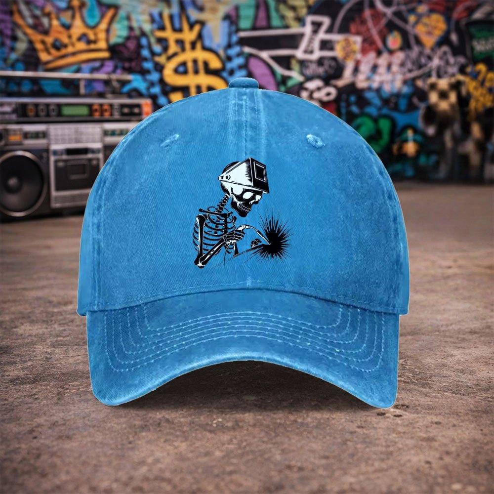 Pc Unisex Skull Welding Print Vintage Washed Baseball Cap UnisexS Trendy Hat Versatile Duckbill Cap Fun Print Unique Birt