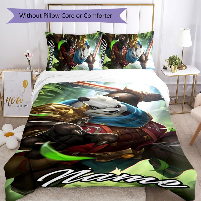 3-teiliges benutzerdefiniertes Namens World of Warcraft Bettwäsche-Set Bettbezug mit Verschluss Enthält 1 Bettbezug & 2 Kissenbezüge für alle Jahreszeiten Schlafzimmerdekoration