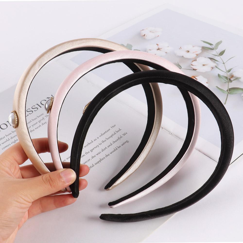 

Wash Face Sponge Headdress Girls Pearl Hair Hoop Korean Style Headband Satin Women Hair Accessories розовый
