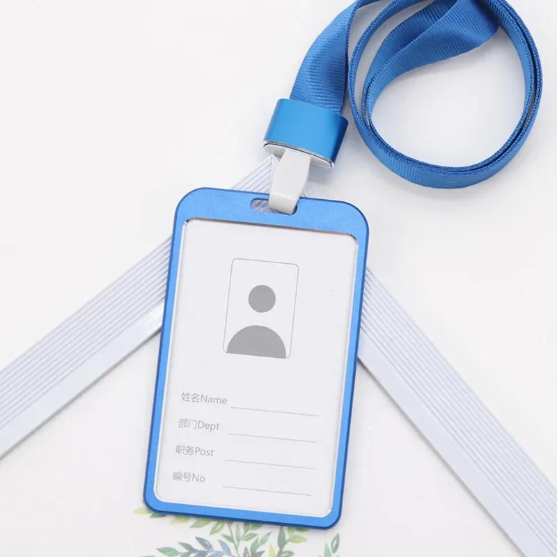 New Metal Alloy Work Name Card Holders Fashion  Business Work Card ID Badge Lanyard Holder Men Women Aluminum ID Business Case