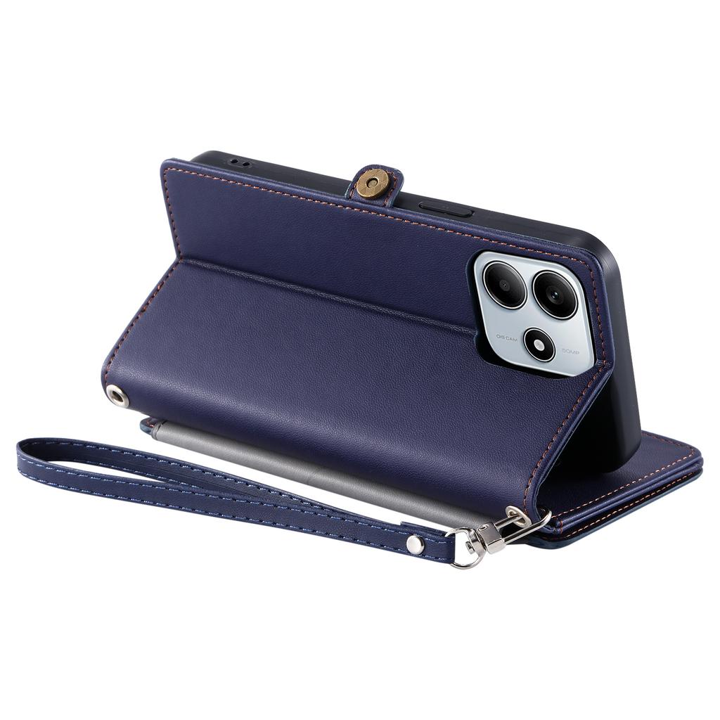 Dla Xiaomi Redmi Note 14 4G (164,84 mm) Etui z TPU + PU, skórzane, portfelowe etui na telefon z paskiem na nadgarstek