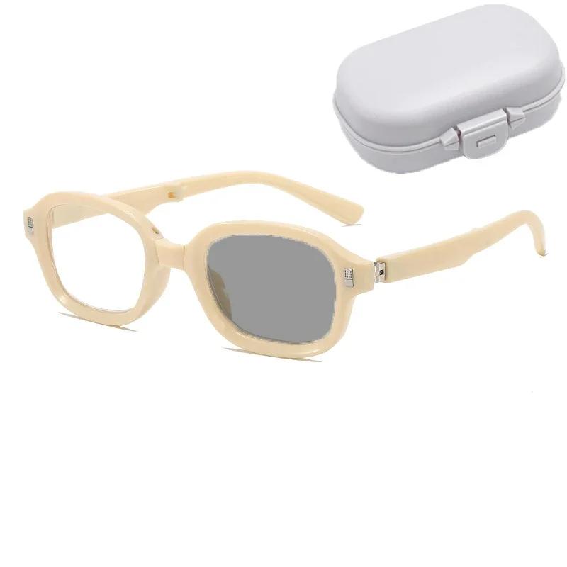 Portable Color Changing Presbyopia Eyewear Outdoor High Definition Photochromic Eyeglasses Vintage Foldable Reading Glasses