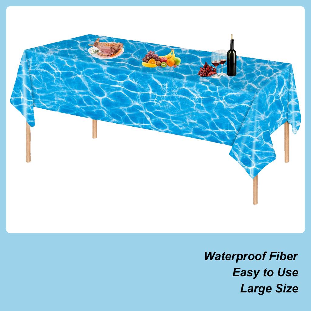 Ocean Theme Party Tablecloth Summer Beach Water Wave Table Cover Beach Pool Birthday Baby Shower Supplies