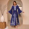 Arabic Party Bell Sleeve Digital Print Long Dress