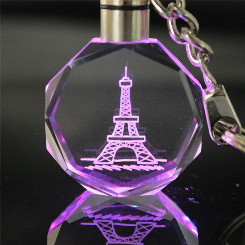Light Valentine's Day 3D Crystal Engraving Couple Small Pendant Crystal Couple Key Chain For Women Girlfriend Keychain