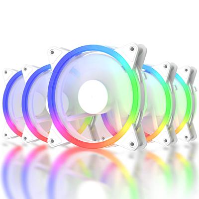 UpHere 120mm RGB wentylator obudowy PC z pierścieniem LED, który świeci, wszystkie ciche 25mm 6PIN SATA kontroler zasilania i pilot zdalnego sterowania biały zestaw 5 sztuk dookoła, typ,