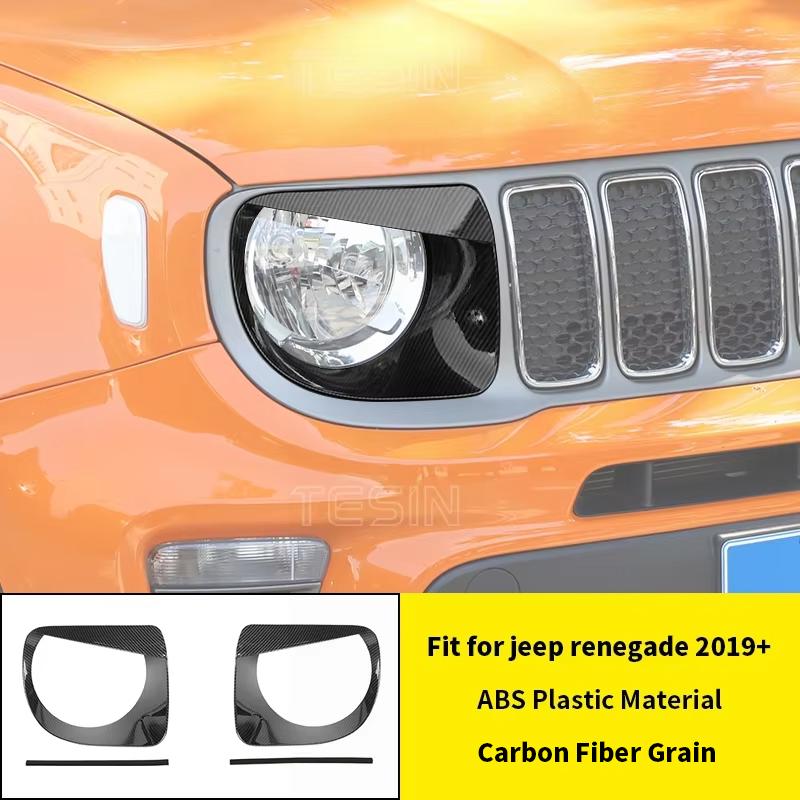 Car Front Grille Headlight Lamp Decoration Cover for Jeep Renegade 2019 2020 2021 2022 2023 2024 Lamp Hoods Exterior Accessories