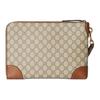 Gucci GG Monogram Canvas Leather Trim Wrist Strap Clutch Bag With Gold Hardware For Unisex Luxury Daily Travel Use
