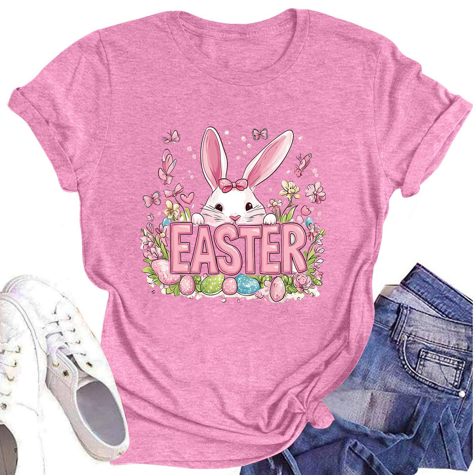 

Женский топ с круглым вырезом, повседневный принт, футболка с короткими рукавами XL розовый