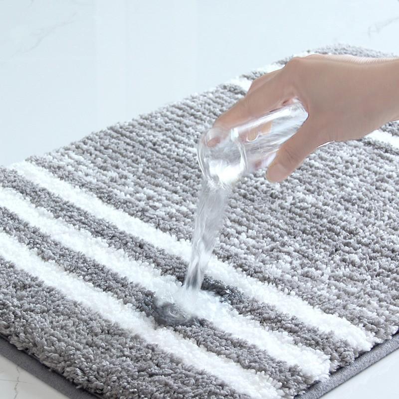Thick Plush Bath Mat Non-Slip Absorbent Floor Rug Bathroom Entryway Modern Striped Design