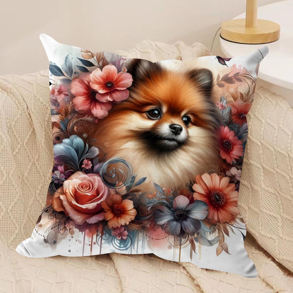 watercolor Pet Dog Cushion Cover Soft Plush Fabric DoubleSided Printed Cushion Covers for All Seasons Modern HomeDecor Gift