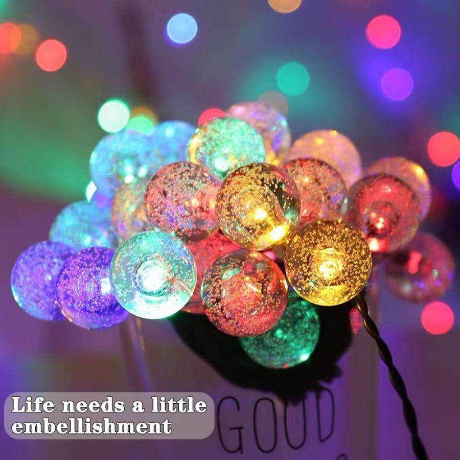 5-32M Outdoor LED Solar Light String 8-mode Crystal Ball Waterproof Courtyard Light Camping Garden Party Festival Decoration