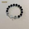 Obsidian bracelet women's beads beaded loose beads retro white bracelet safe birthday