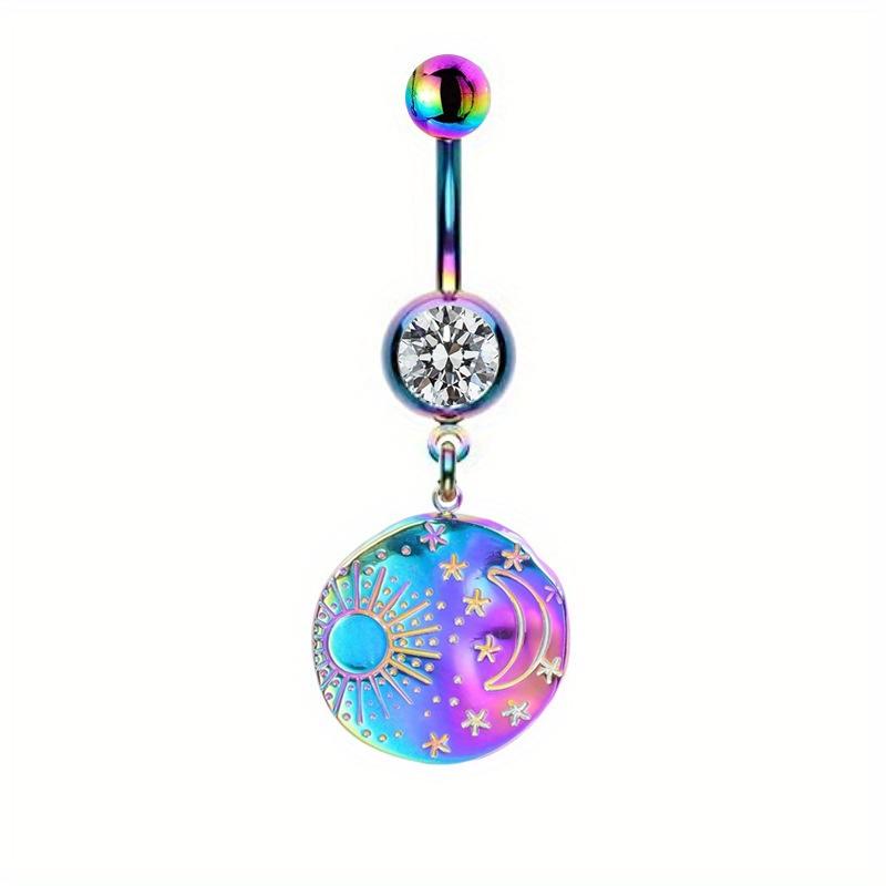 1pc Stainless Steel Gradient Blue Purple Animal Planet Navel Ring Alien Piercing Navel Ornament