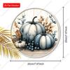 Blue White Pumpkin Round Wooden Hanging Sign, Autumn Door Wall Decor