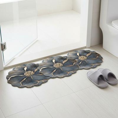 Household Diatomaceous Earth Flower Shape Bathroom Mat Non-Slip Quick-drying Door Mat Long Strip Absorbent Welcome Mat Bathtub