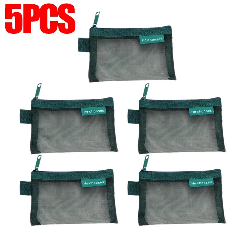 1/10PCS Nylon Mesh Zipper Bags Money Purse Earphone Data Cable ID Credit Card Holder Mini Storage Bag Traveling Organizer Pouch