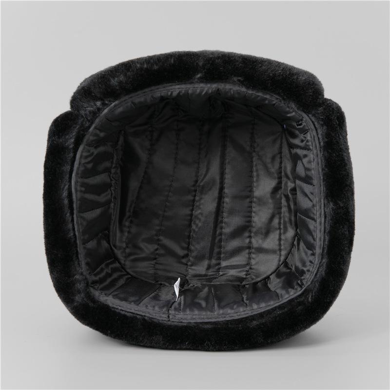 Winter Duty Cotton Hat, Black Velvet Security Lei Feng Hat, Northeast Windproof Warm Thickened Leather Hat, Cold-Resistant Cotton Hat