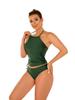 2024 Retro Backless Solid Color Bikini Swimsuit