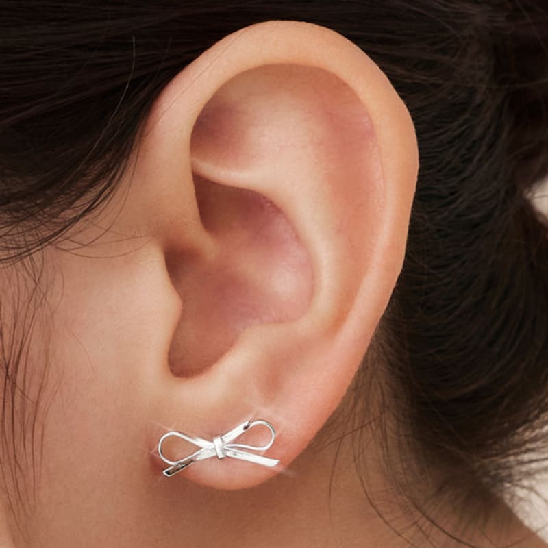 

HAS HU009 Ribbon bow mini earrings Gold