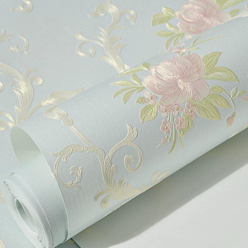 Self-adhesive Wallpaper 3D Three-dimensional European Non-woven Wallpaper Fine Pressure Thickened Bedroom Living Room Background Wall Sticker Warm