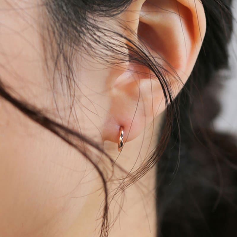 JUDY AND PAUL [14K GOLD] Cutting Body Point Basic Rose Gold Ring Earrings