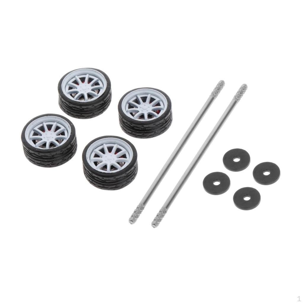 1:64 Scale Car Rubber Wheel Rims Soft Tires for RC 1/64 of 4