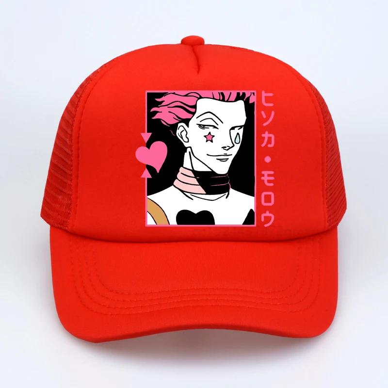 Japanese anime Hunter X Hunter hat  Womens fun cartoon print casual sunhat Unisex anime Hisoka Morow Mesh Baseball cap